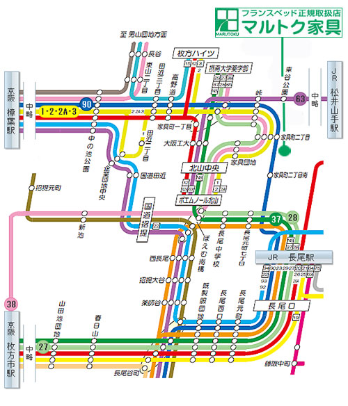 京阪 路線バス運行経路図